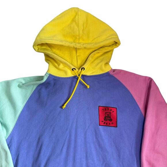 Teddy Fresh Color Block Hoodie Size MEDIUM Sweatshirt TED Colorful Jacket - Picture 3 of 10